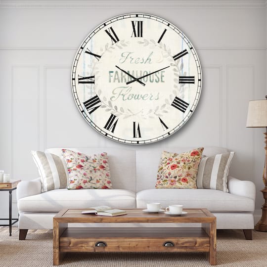 Designart 'Farmhouse Florals Viii Farmhouse Wall Clock